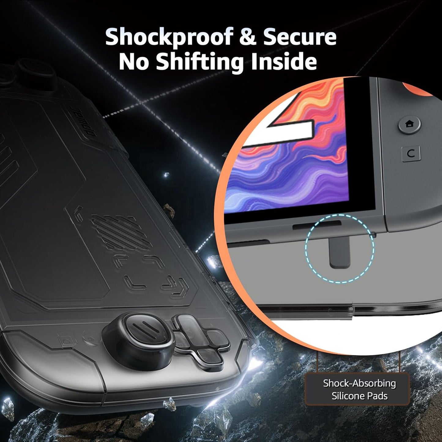 JEMDO Slim Protective Carrying Case for Nintendo Switch 2 Only, Shockproof, Dustproof & Portable Hard Shell, Travel Cover with Raised Joystick Guard, Charge-Through Port, Secure Lock & Wrist Strap