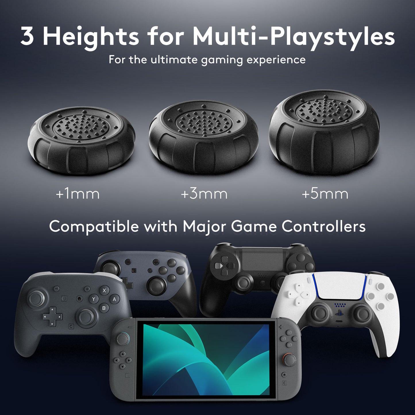 Jemdo Thumb Grip Covers for Switch 2/Switch Pro Controllers - Thickened & Raised Gaming Accessory