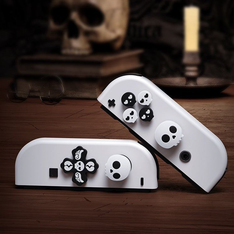 JEMDO Thumb Grips & Button Caps Set Compatible with Nintendo Switch 2 (2025) – 7pcs Pink/Blue Flower Silicone Joystick Caps and Button Covers, Cute & Comfortable Controller Stick Gifts for Girl & Kids