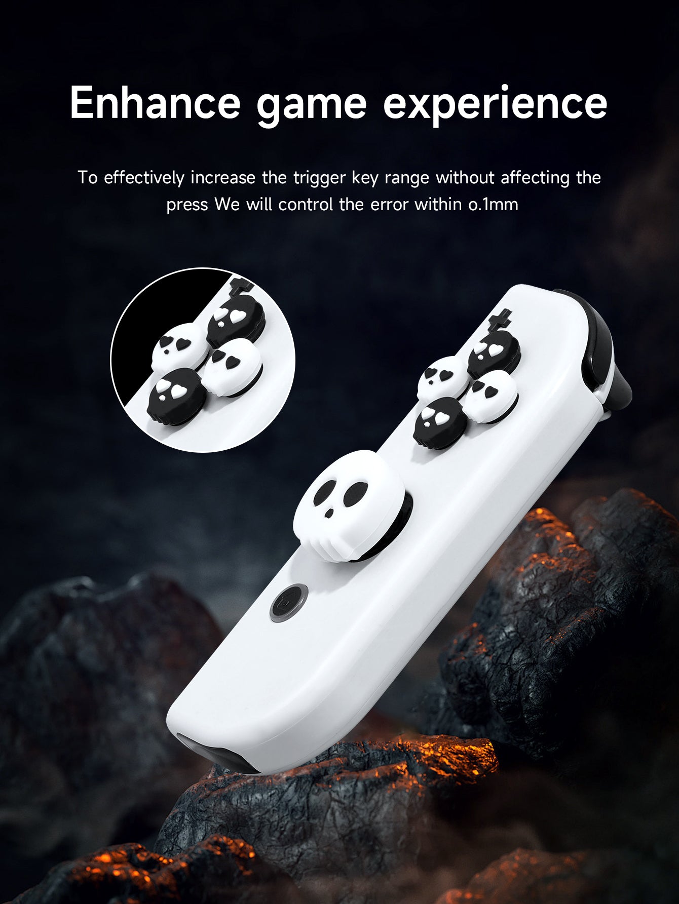 JEMDO Switch Thumb Grip Caps Cross Button Caps Set|Skull