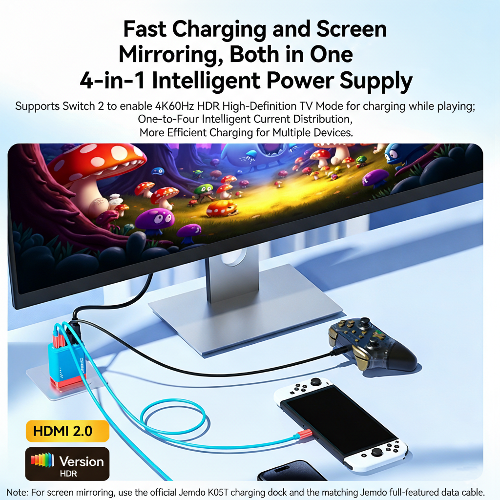 Jemd2o 4-in-1 65W Portable Dock for Switch NS1/NS