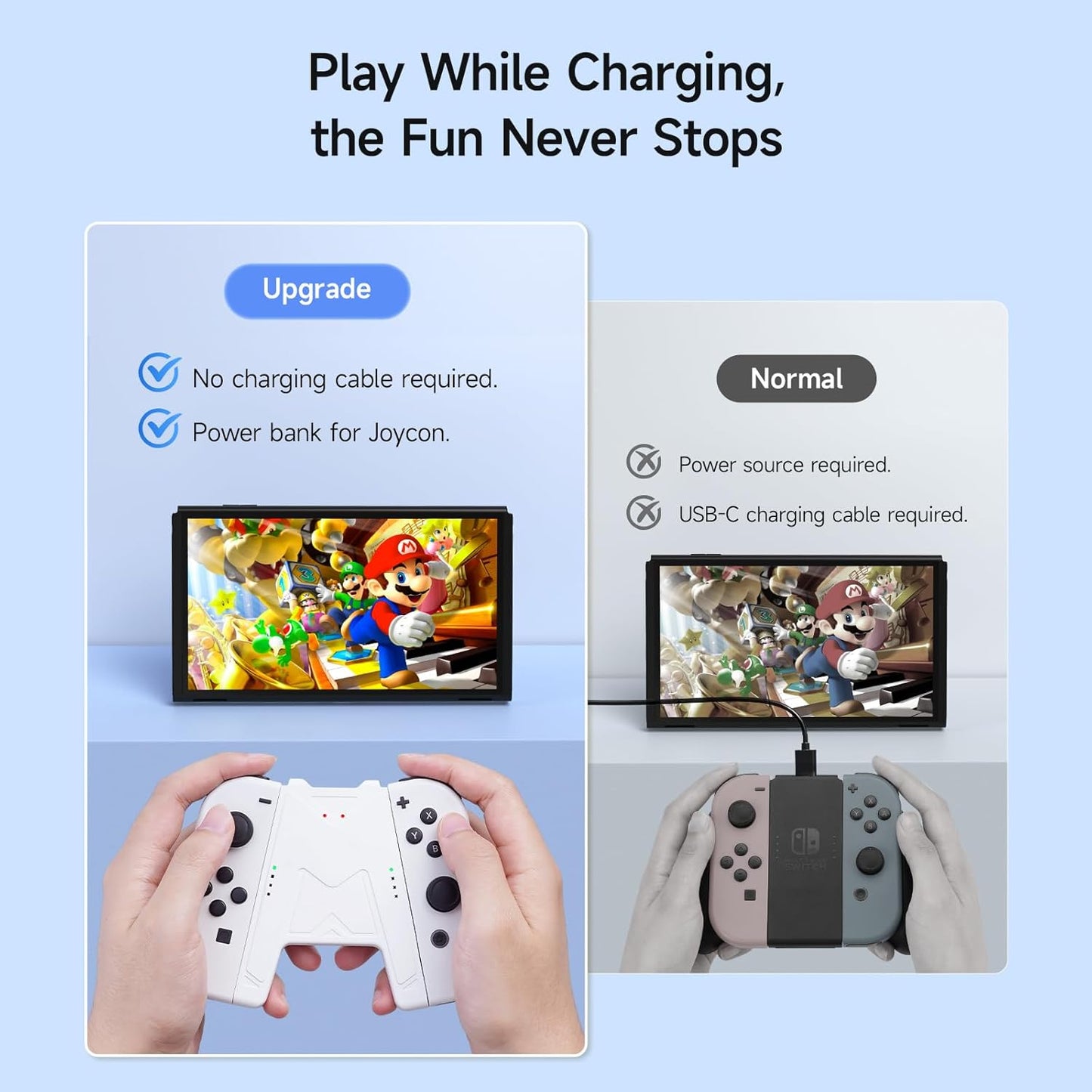 JEMDO Switch Joycon Charging Grip with 1200mAh Battery