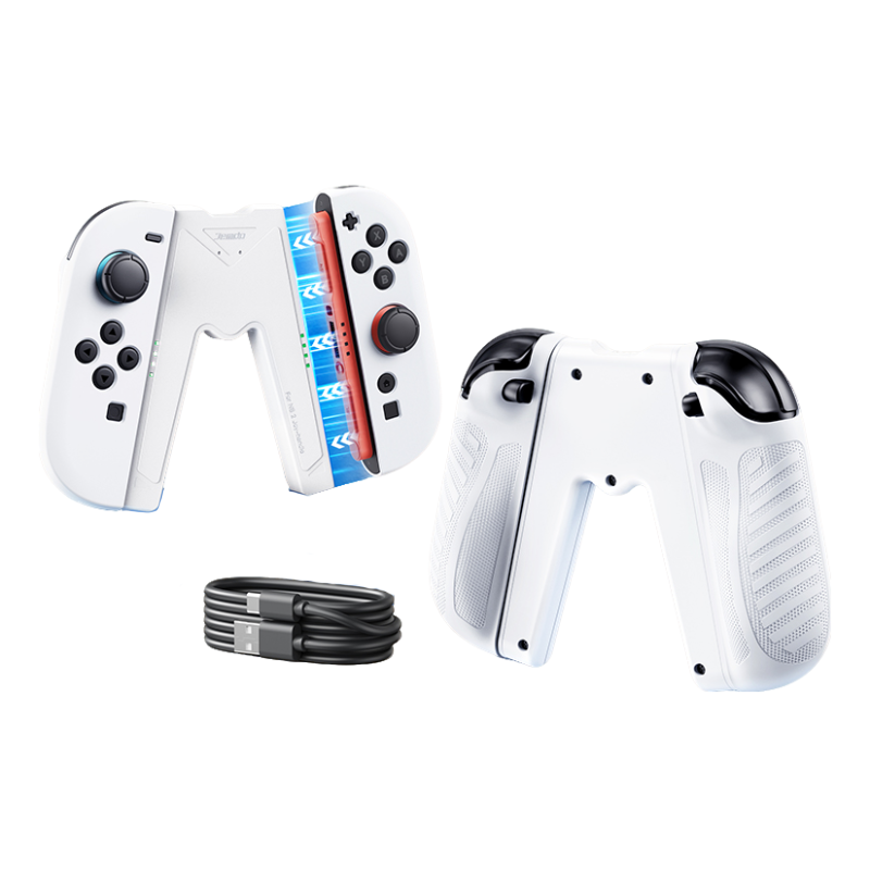 JEMDO Magnetic Joycon Charger Grip Compatible with Nintendo Switch 2 Only – LED Charging Grip for Switch 2 Joycon, USB-A to Type-C Charging Cable included - Blue