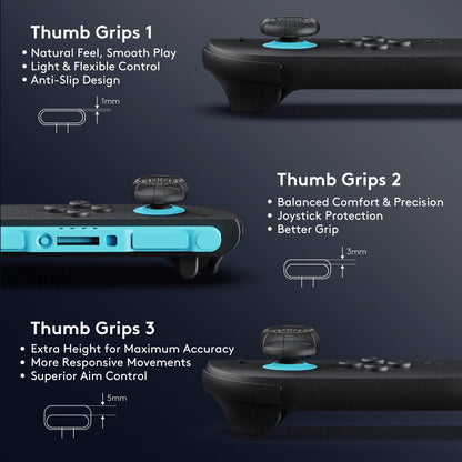 Jemdo Thumb Grip Covers for Switch 2/Switch Pro Controllers - Thickened & Raised Gaming Accessory