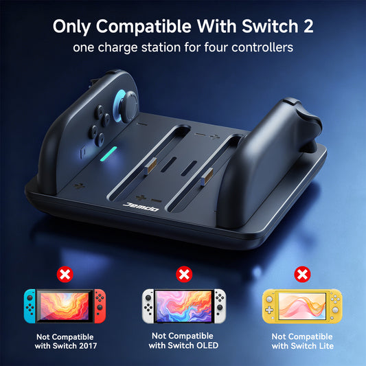 Jemdo Charging Dock for Switch 2 Joy-Cons - Magnetic Charger Stand Accessory for NS Controllers