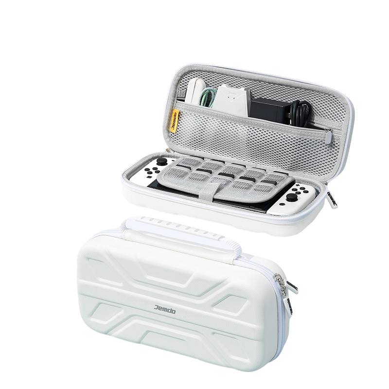 JEMDO Carrying Case Compatible with Nintendo Switch 2 (2025) – Black Slim Hard Shell with Game Card Storage, Fits Console with Attached Controllers, Mecha-Inspired Travel Bag, Gifts for Kids & Gamers