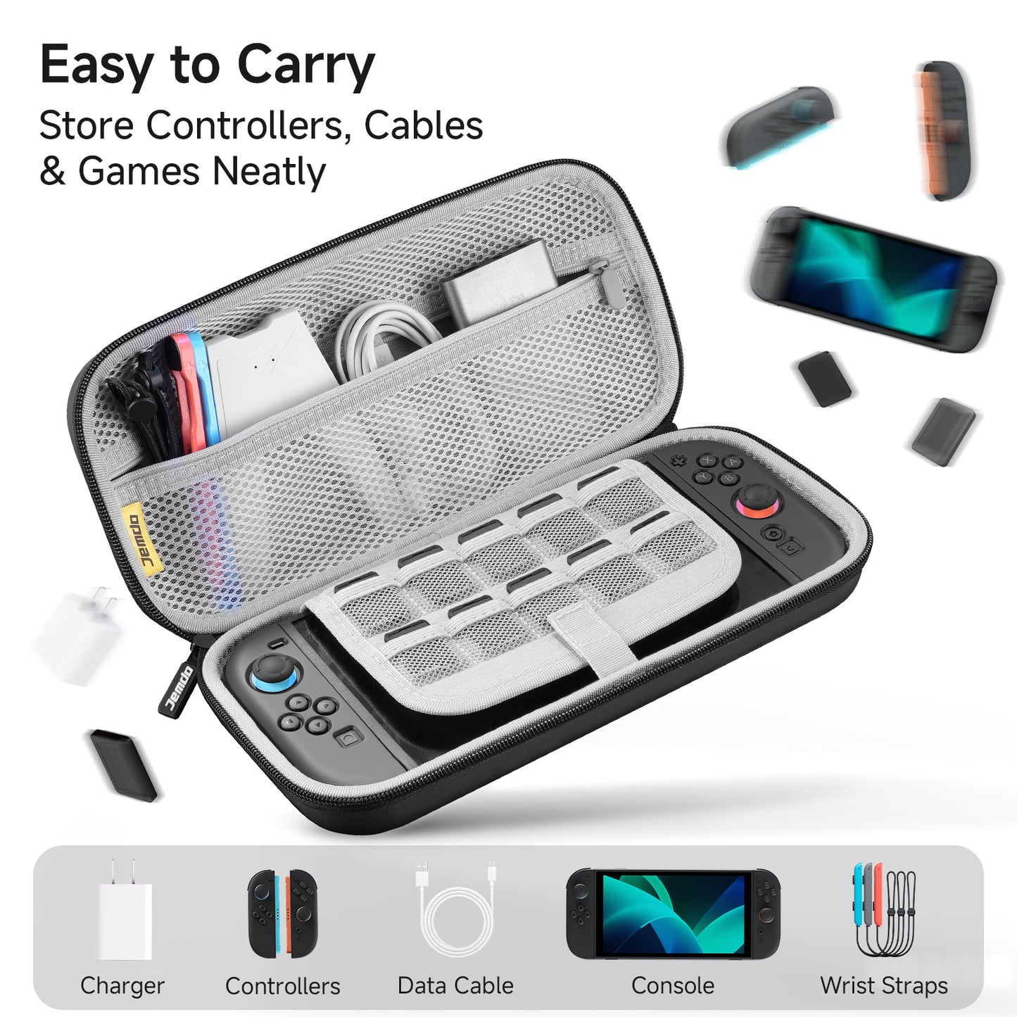 Jemdo Carrying Case for Nintendo Switch 2 - Large Capacity, Shockproof & Portable Gaming Accessory