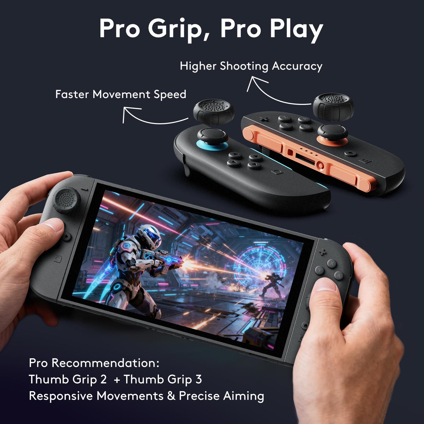 Jemdo Thumb Grip Covers for Switch 2/Switch Pro Controllers - Thickened & Raised Gaming Accessory