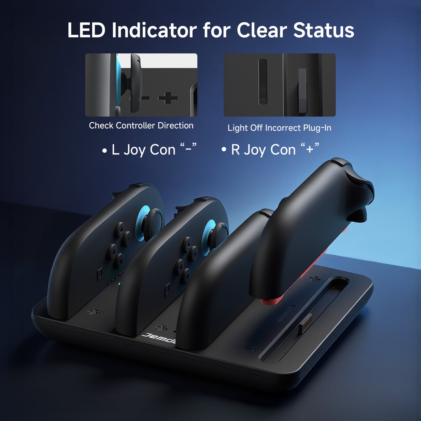 Jemdo Charging Dock for Switch 2 Joy-Cons - Magnetic Charger Stand Accessory for NS Controllers