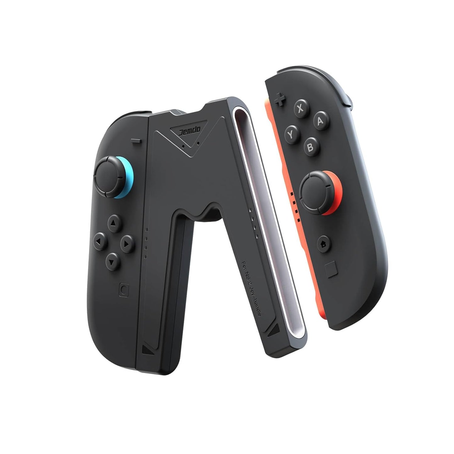 JEMDO Magnetic Joycon Charger Grip Compatible with Nintendo Switch 2 Only – LED Charging Grip for Switch 2 Joycon, USB-A to Type-C Charging Cable included - Black