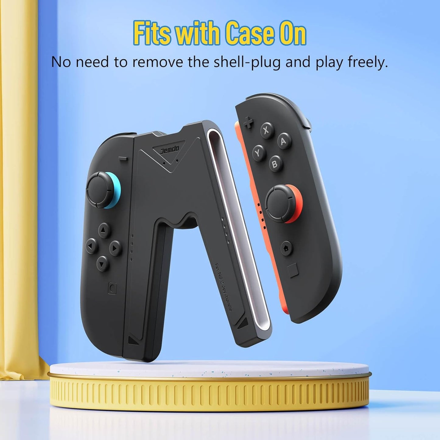 JEMDO Magnetic Joycon Charger Grip Compatible with Nintendo Switch 2 Only – LED Charging Grip for Switch 2 Joycon, USB-A to Type-C Charging Cable included - Black