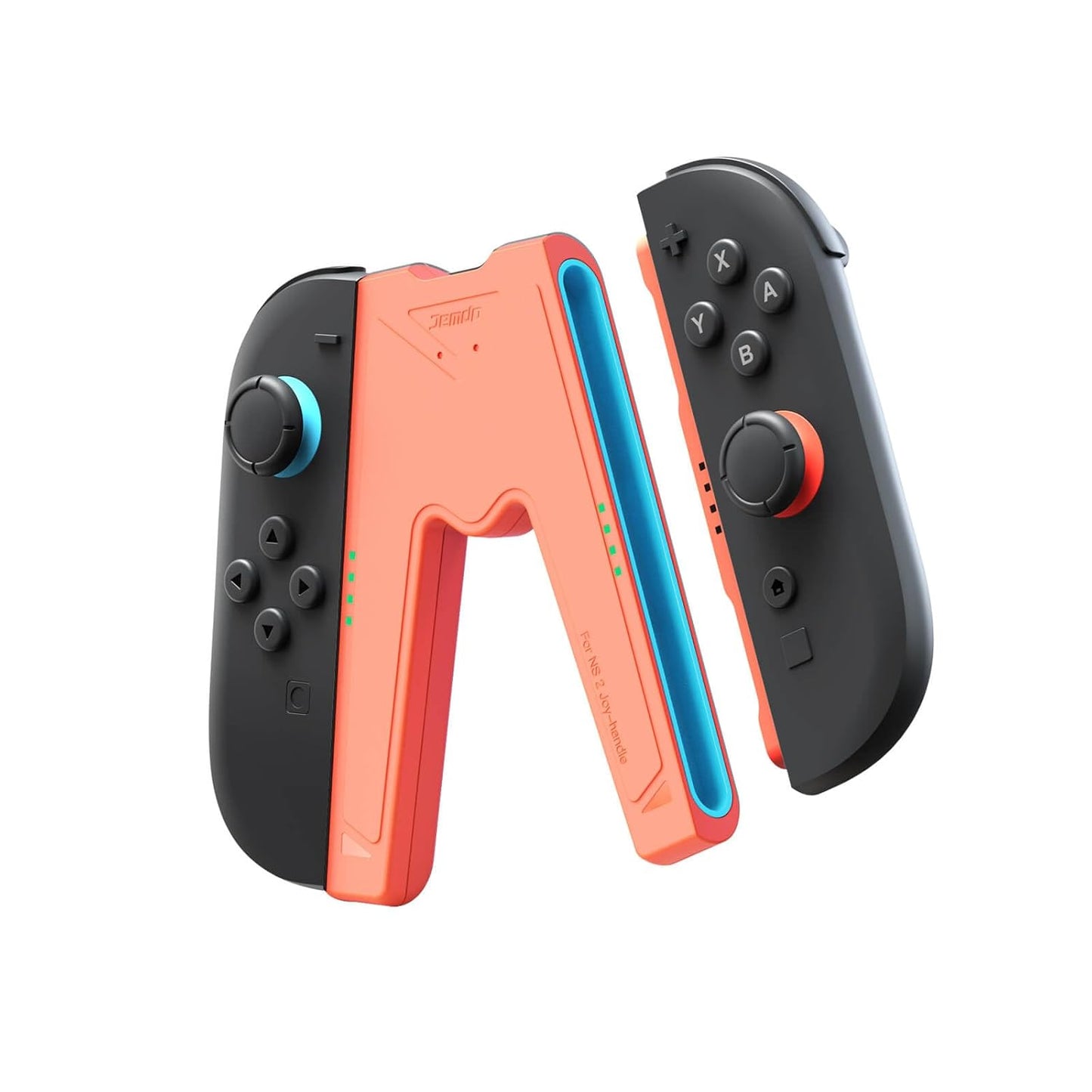 JEMDO Magnetic Joycon Charger Grip Compatible with Nintendo Switch 2 Only – LED Charging Grip for Switch 2 Joycon, USB-A to Type-C Charging Cable included - Black