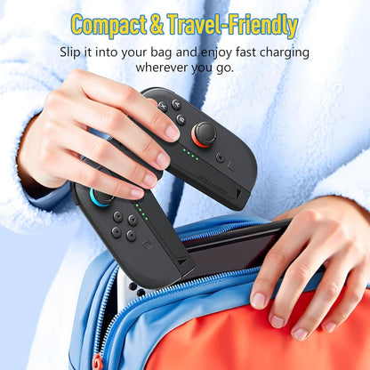 JEMDO Magnetic Joycon Charger Grip Compatible with Nintendo Switch 2 Only – LED Charging Grip for Switch 2 Joycon, USB-A to Type-C Charging Cable included - Black