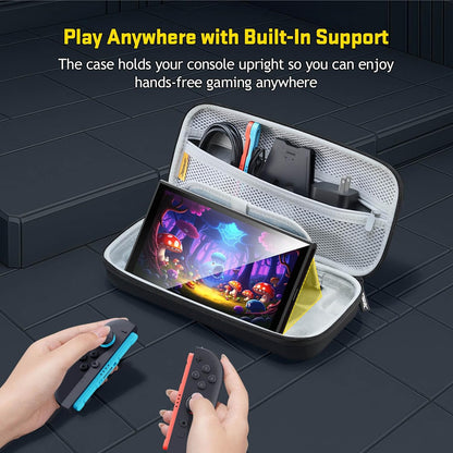 JEMDO Carrying Case Compatible with Nintendo Switch 2 (2025) – Black Slim Hard Shell with Game Card Storage, Fits Console with Attached Controllers, Mecha-Inspired Travel Bag, Gifts for Kids & Gamers