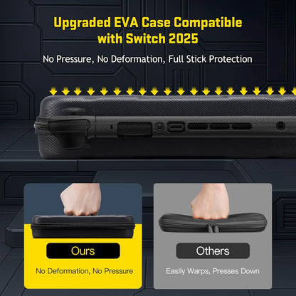 JEMDO Carrying Case Compatible with Nintendo Switch 2 (2025) – Black Slim Hard Shell with Game Card Storage, Fits Console with Attached Controllers, Mecha-Inspired Travel Bag, Gifts for Kids & Gamers