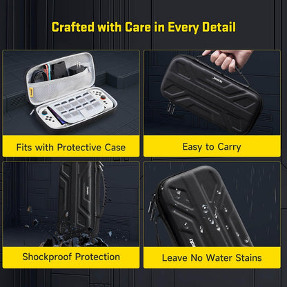 JEMDO Carrying Case Compatible with Nintendo Switch 2 (2025) – Black Slim Hard Shell with Game Card Storage, Fits Console with Attached Controllers, Mecha-Inspired Travel Bag, Gifts for Kids & Gamers