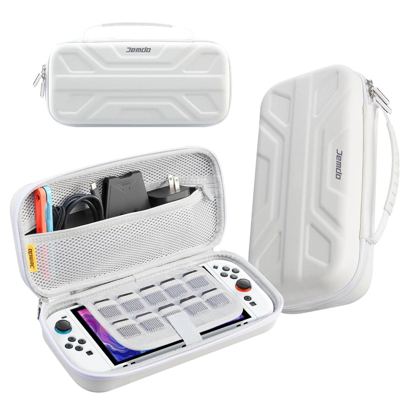 JEMDO Carrying Case Compatible with Nintendo Switch 2 (2025) – Black Slim Hard Shell with Game Card Storage, Fits Console with Attached Controllers, Mecha-Inspired Travel Bag, Gifts for Kids & Gamers