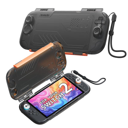 JEMDO Slim Protective Carrying Case for Nintendo Switch 2 Only, Shockproof, Dustproof & Portable Hard Shell, Travel Cover with Raised Joystick Guard, Charge-Through Port, Secure Lock & Wrist Strap