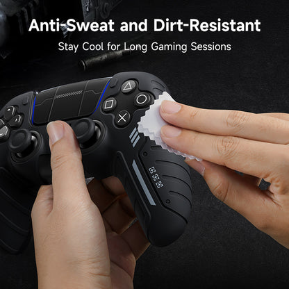 JEMDO PS5 handle protective case silicone full package anti-slip, anti-sweat and anti-oil full package game accessories peripheral Gaming Controllers Universal Controller Black Grip