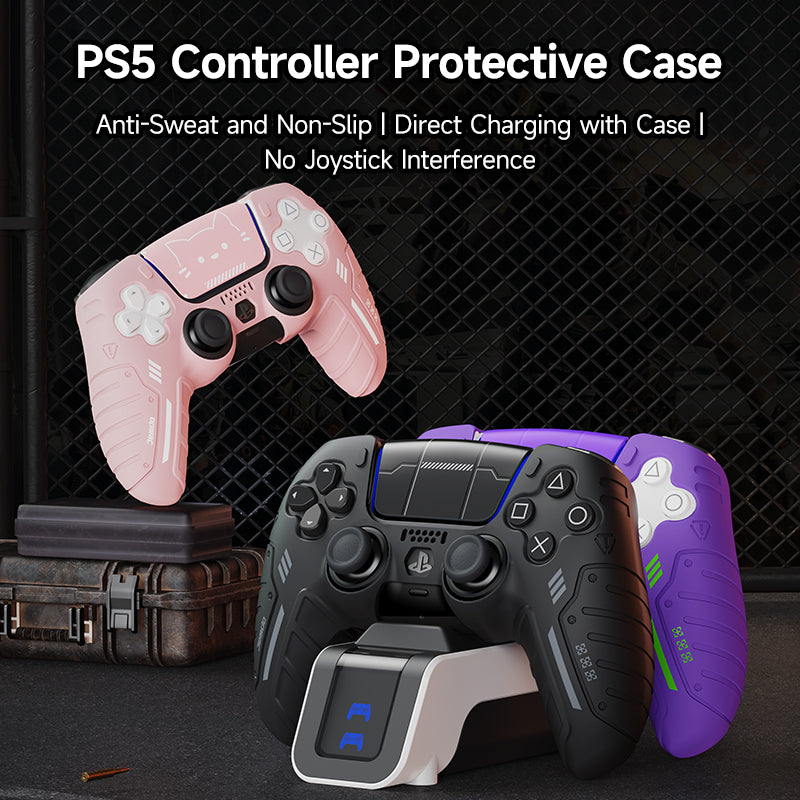 JEMDO PS5 handle protective case silicone full package anti-slip, anti-sweat and anti-oil full package game accessories peripheral Gaming Controllers Universal Controller Black Grip