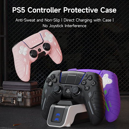 JEMDO PS5 handle protective case silicone full package anti-slip, anti-sweat and anti-oil full package game accessories peripheral Gaming Controllers Universal Controller Black Grip