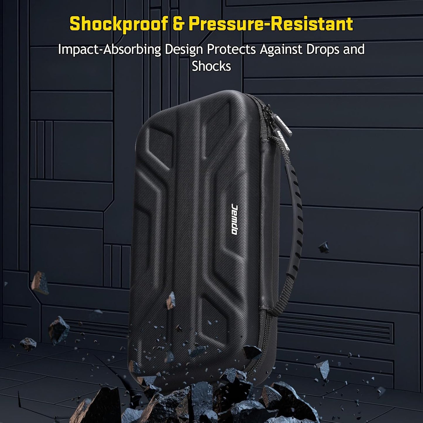 JEMDO Carrying Case Compatible with Nintendo Switch 2 (2025) – Black Slim Hard Shell with Game Card Storage, Fits Console with Attached Controllers, Mecha-Inspired Travel Bag, Gifts for Kids & Gamers