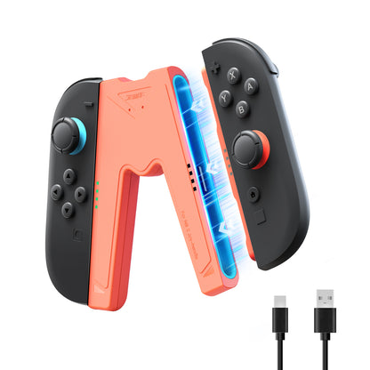 JEMDO Magnetic Joycon Charger Grip Compatible with Nintendo Switch 2 Only – LED Charging Grip for Switch 2 Joycon, USB-A to Type-C Charging Cable included - Black